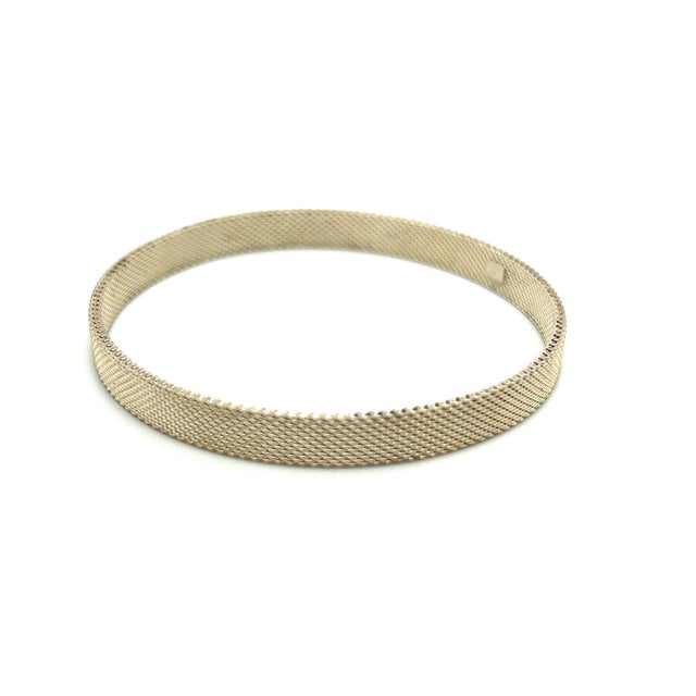1990s 1990s Tiffany & Co Estate Somerset Hard Bangle M 7.5" Silver 6.5 mm Height For Sale - Image 5 of 6