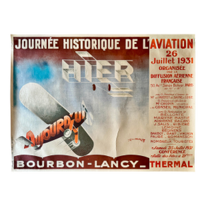 1930s Journee Historique De l'Aviation 1931 Historic Early French Aviation Poster Linen Backed 46”x61”