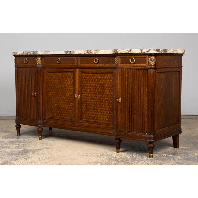 Late 19th Century French Louis XVI Oak & Marble Sideboard by Haentges Freres For Sale - Image 9 of 18