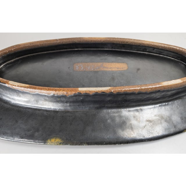 Mid-Century Modern Studio Art Pottery Tray With Abstract Design, Signed Illegibly For Sale - Image 12 of 14