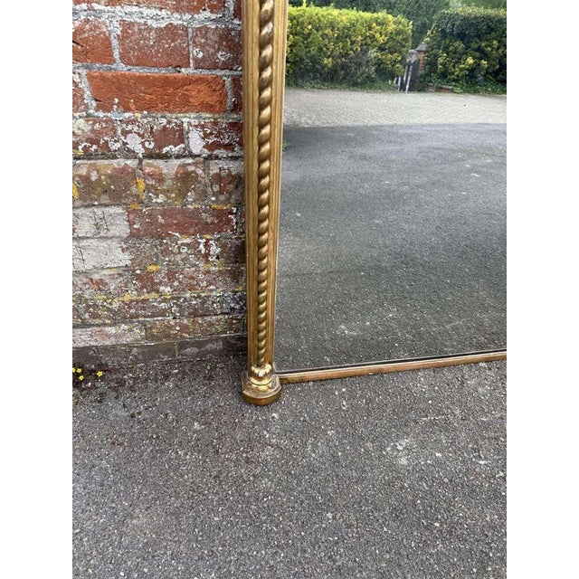 Large English 19th Century Arched Top Rope Twist Gilt Overmantle Mirror For Sale - Image 3 of 7