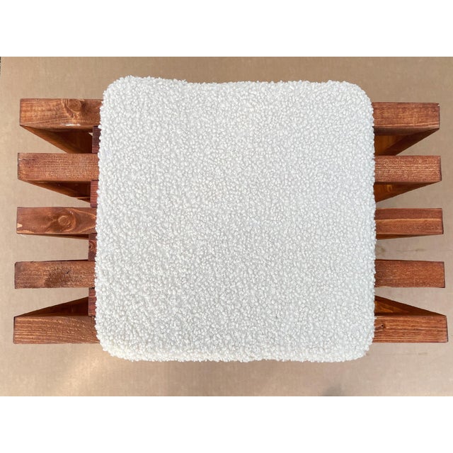 Scandinavian Modern Pine Slatted Benches With Shearling Cushions - A Pair For Sale In New York - Image 6 of 13