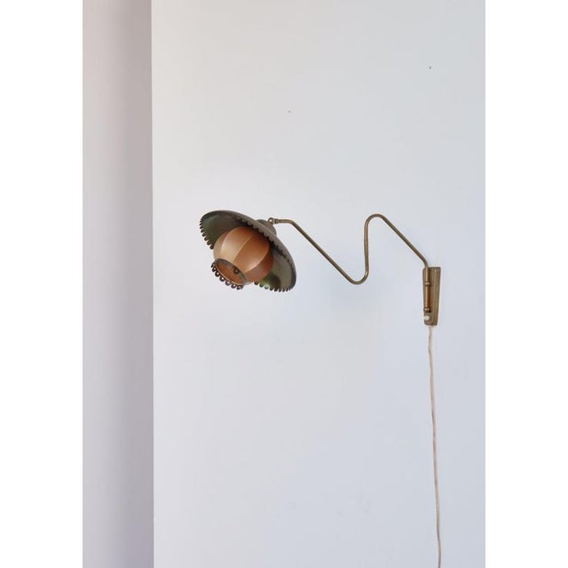 Adjustable Brass Swing Lamp attributed to Bent Karlby for Lyfa, Denmark, 1940s For Sale - Image 6 of 16
