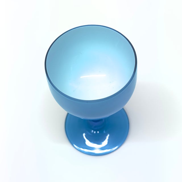 Mixed Blue & Green Cased Glass Stemware Curation - Group of 6 For Sale - Image 9 of 13