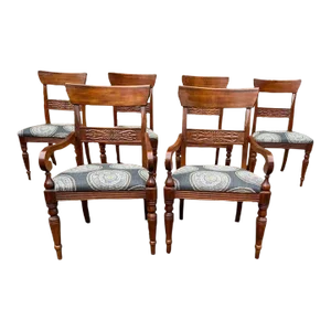 Vintage Ethan Allen British Colonial Regency Style Dining Chairs- Set of 6