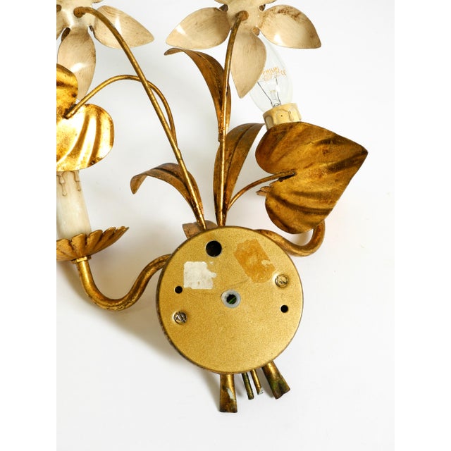 Gold-Plated and Hand-Painted Florentine Wall Lamp with Two Sockets, 1960s For Sale - Image 15 of 18