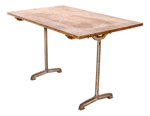 French Cast Base Café Dining Table, 1930s