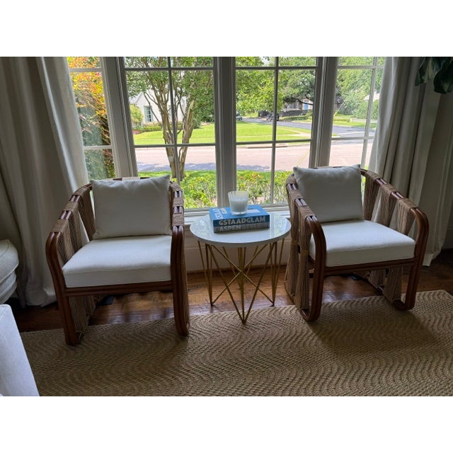 Palecek Strings Attached Arm Chair, Light - Set of 2 For Sale - Image 9 of 14