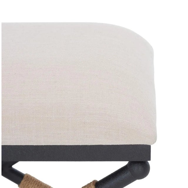 Carmelo Hemp Wrapped Ottoman - Beige/Black For Sale In Philadelphia - Image 6 of 9