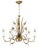 Mid-Century Spanish Gilt Tôle Botanical Six-Light Chandelier, 1950s For Sale