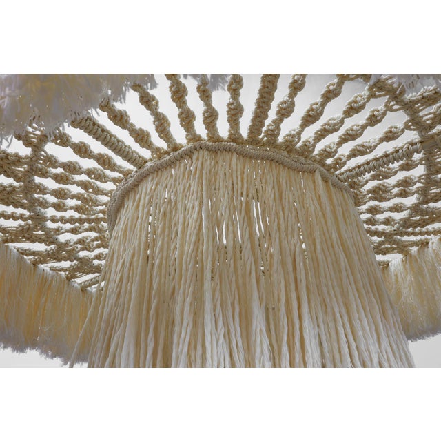 Monumental White Dining Table with Glass Top and Macramé, 1990s For Sale - Image 4 of 13