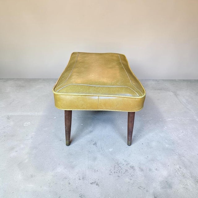 Vintage Mid-Century Modern Babcock-Phillips Vinyl Ottoman Footstool – Dated 1962 For Sale - Image 4 of 10