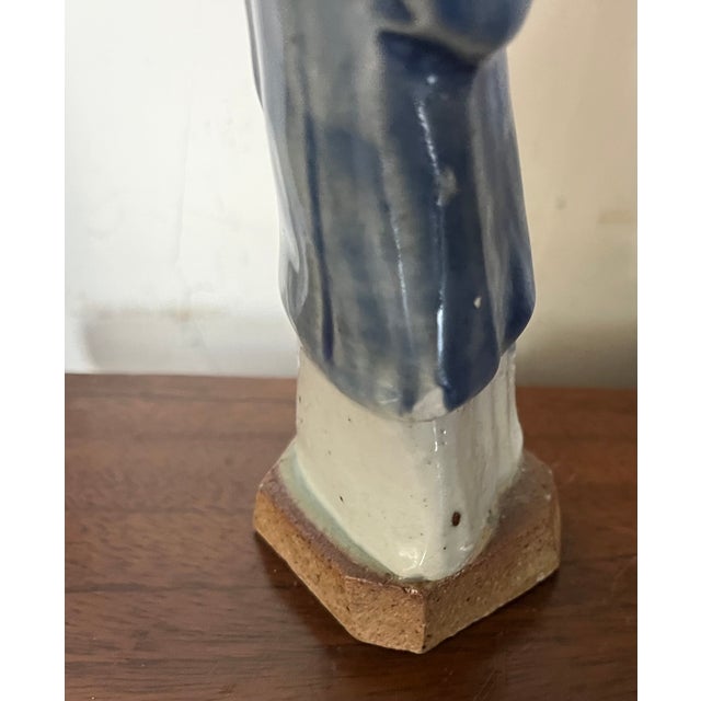 Antique 18th Century Chinese Export Porcelain Blue & White Qianlong Figure For Sale In New York - Image 6 of 11