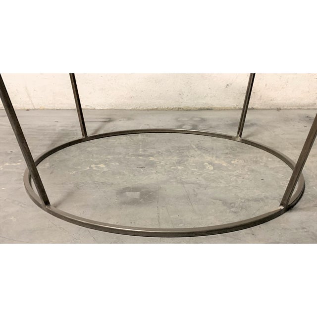 Black New Round Coffee Table With Metal Structure and Glass Top For Sale - Image 8 of 11
