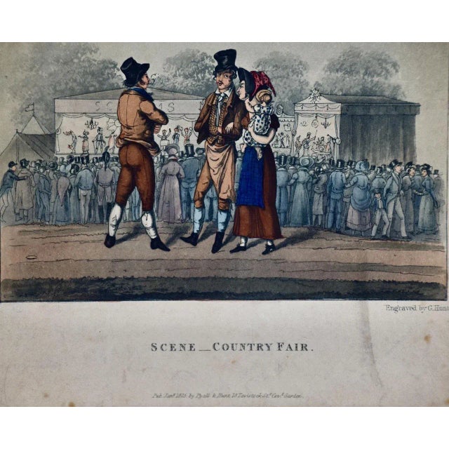 Traditional Country Fair": A Framed Early 19th Century Engraving by George Hunt, 1825 For Sale - Image 3 of 5