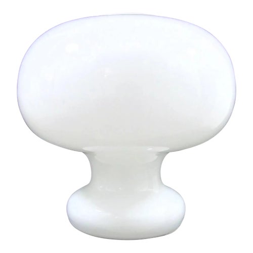Vintage White Art Glass Mushroom Table Lamp Circa 1960s Attributed to Murano