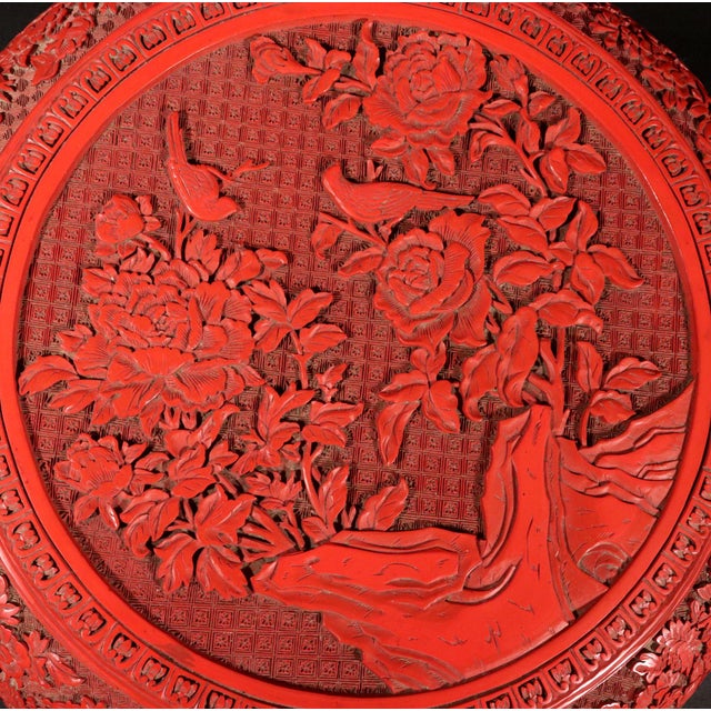 Chinese Carved Cinnabar Red Lacquer Circular Box and Cover For Sale In Philadelphia - Image 6 of 12
