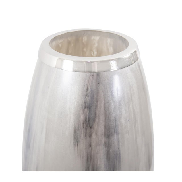 Kenneth Ludwig Chicago Sivas Glass Vase with Silver Accents- Short For Sale - Image 4 of 9