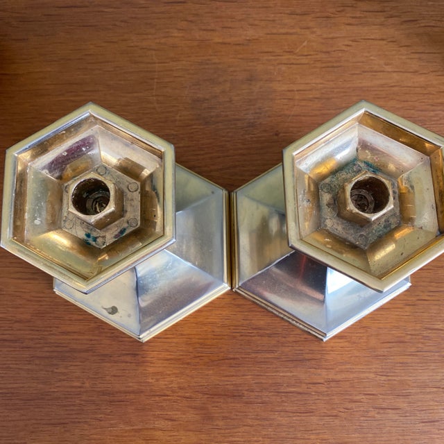 1980s Nagel Smoked Glass and Metal Candleholders- Set of 2 For Sale In Los Angeles - Image 6 of 12
