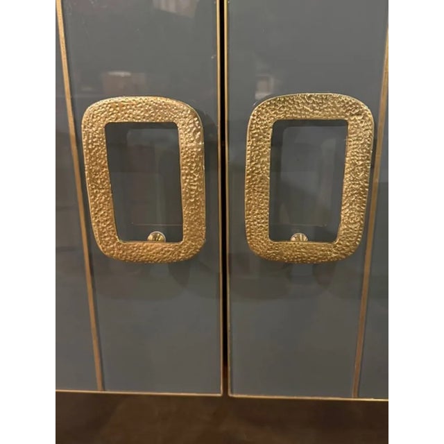 Early 21st Century Modern Gray Murano Glass and Brass Sideboard For Sale - Image 5 of 6