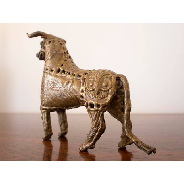 Metal 1970s Brutalist Brass Bull by Pal Kepenyes For Sale - Image 7 of 9