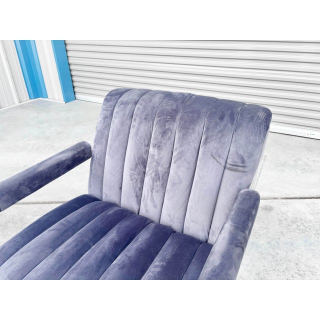 Purple 1980s Velvet and Lucite Lounge Chairs For Sale - Image 8 of 14