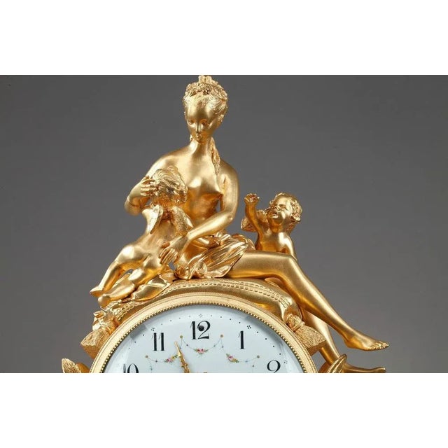 Louis XVI Style Gilt Bronze and White Marble Clock For Sale - Image 10 of 18