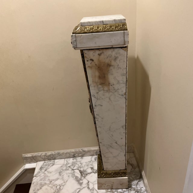 French Antique Marble Pedestal With Ornate Bronze Motifs For Sale In New York - Image 6 of 10