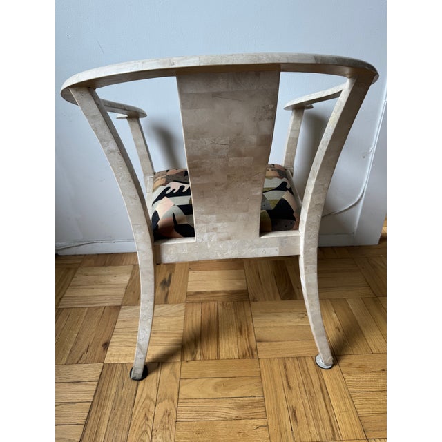 1980's Vintage Tessellated Stone Flared Arm Chair For Sale - Image 4 of 15