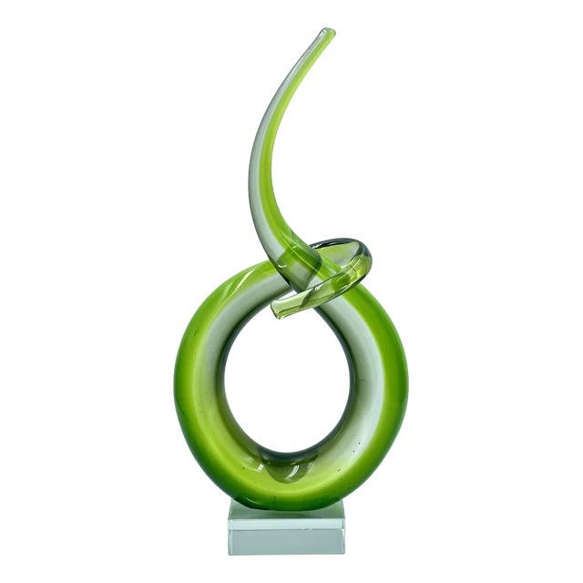 Italian Abstract Green Murano Glass Twist Sculpture, 1960s For Sale