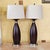 Pair of Contemporary Espresso Wood Hourglass Lamps With Brushed Nickel Accents and Linen Shades For Sale - Image 11 of 18