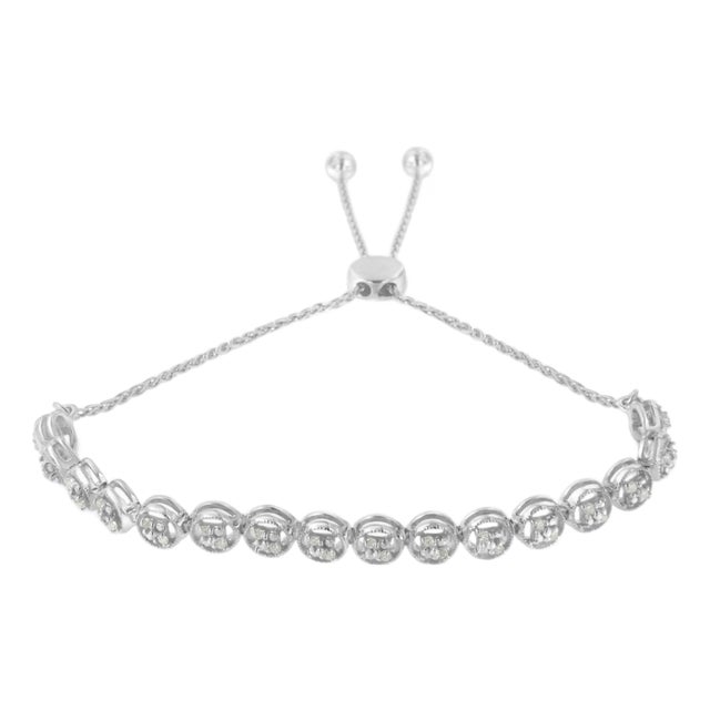 .925 Sterling Silver 1/4 cttw Round-cut Diamond Bolo Bracelet (I-J Color, I3 Clarity) For Sale