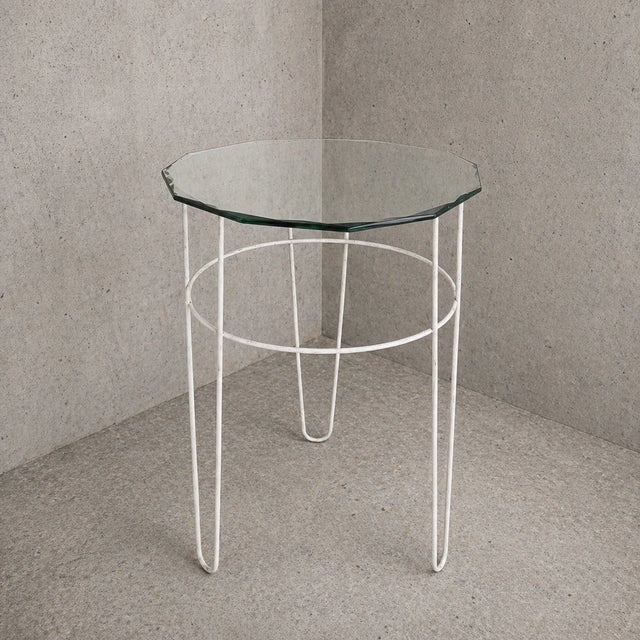 Vintage Art Deco Glass Top Side Table with Metal Frame, 1960s For Sale - Image 3 of 4