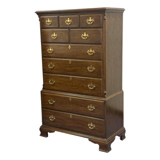 Drexel Vintage Cherry 10 Drawer Chippendale Chest For Sale