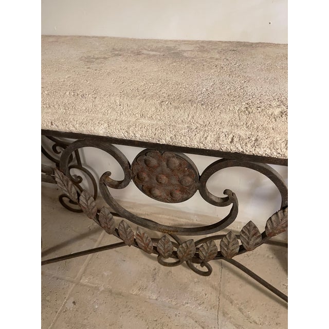 Metal Vintage Cast Iron Console Top Stone French For Sale - Image 7 of 12