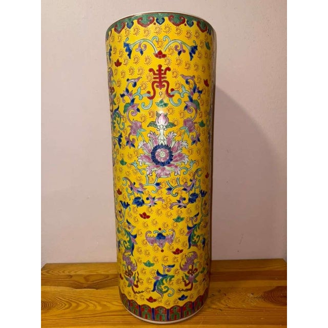 19th Century Monumental Chinese Yellow-Ground Enameled Porcelain Floor Vase With Shou Longevity Symbol, 19th Century. For Sale - Image 5 of 8