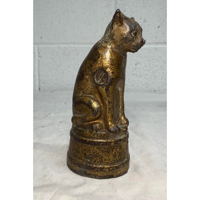 Antique 1900's Ac Williams Hand Painted Cast Iron Gold Circus Cat Still Bank For Sale - Image 9 of 10