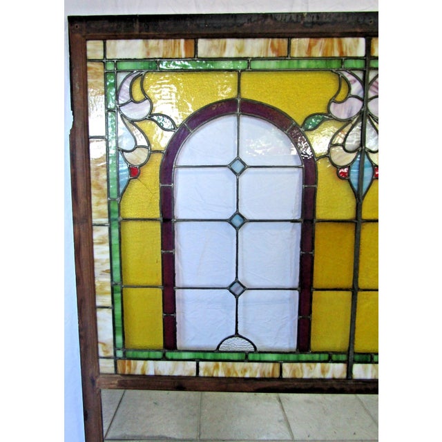 1880s Stained Glass Mirror Base Brooklyn Ice Cream Parlor Storefront Windows For Sale In Miami - Image 6 of 18