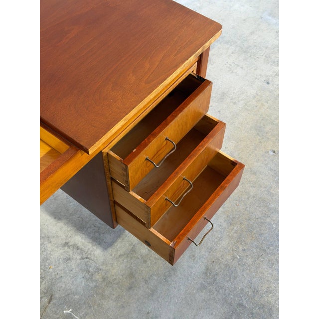 Wood Vintage Teak Vanity With 3 Drawers Flip-Up Mirror and Storage Denmark 1960s For Sale - Image 7 of 11