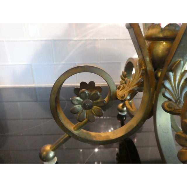 Metal 19th Century Clear to Cranberry Glass Bronze Epergne For Sale - Image 7 of 10