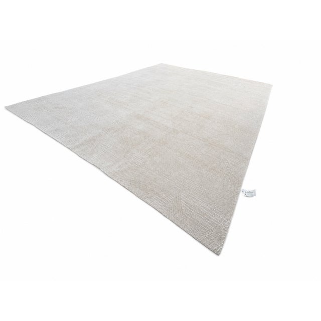 Contemporary Rh Varusha Wool & Silk Rug – 12' × 15' Wheat | 100 Tibetan Knots Per Square Inch | Made in Nepal For Sale - Image 3 of 18