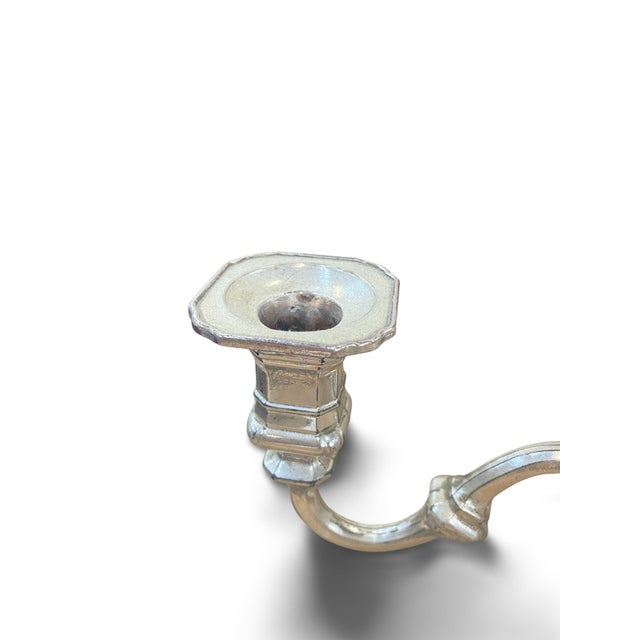 Vintage German Silver-Plated Metal Candleholders, 1960, Set of 2 For Sale - Image 4 of 17