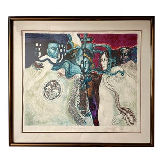 1981 Embossed Colored Etching "The Overlords" by Meredith Miller, Framed For Sale