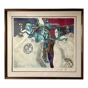 1981 Embossed Colored Etching "The Overlords" by Meredith Miller, Framed