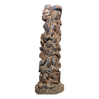 Monumental Narrative Wooden Sculpture, 1970 For Sale