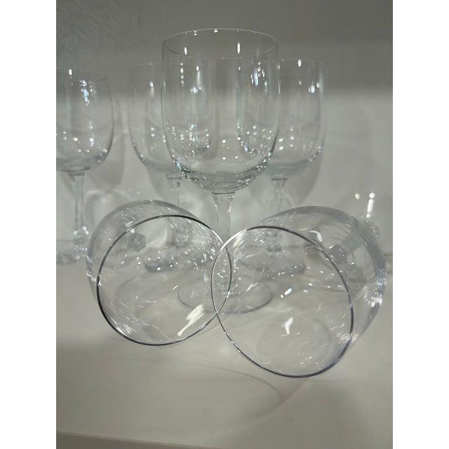 Fostoria Set of 6 Signed Mid Century Modern Fostoria Wine Glasses in the Fascination Clear Pattern For Sale - Image 4 of 12