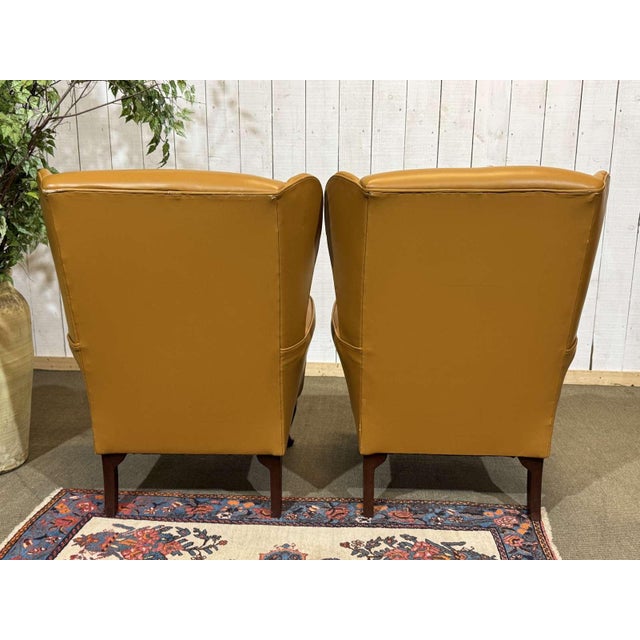 Vintage English Wingback Chairs in Leather, 1980s, Set of 2 For Sale - Image 6 of 14