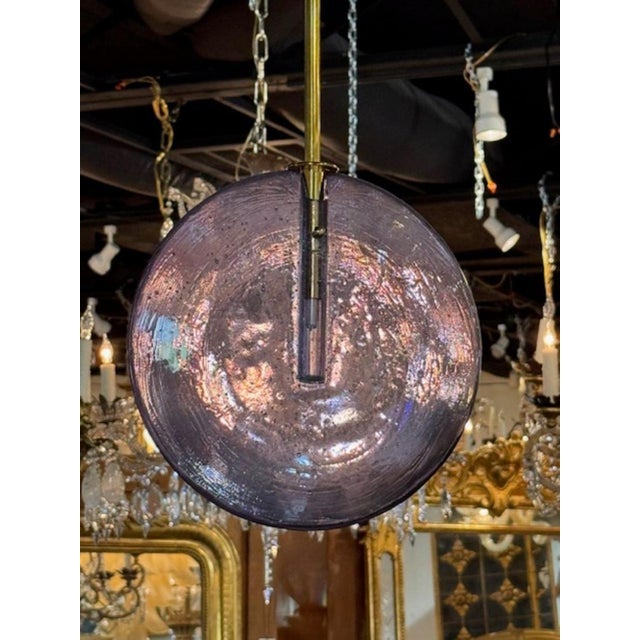 Contemporary Murano Glass Lollipop Pendant in Lavender For Sale In Dallas - Image 6 of 6