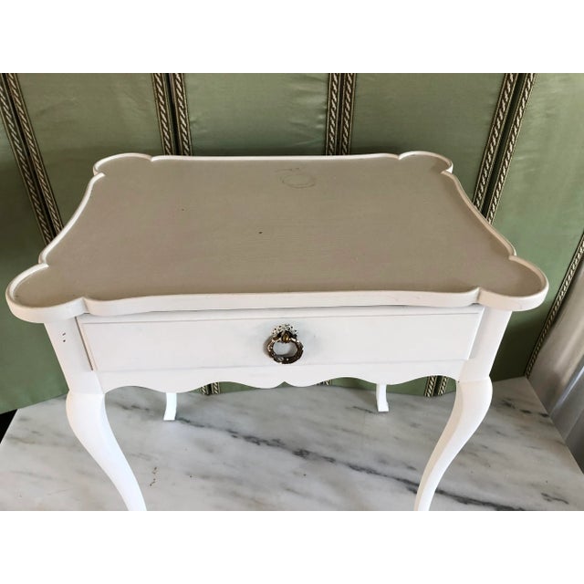 French Provincial 19th Century French Provincial Lime Painted Side Table With Original Patina For Sale - Image 3 of 5