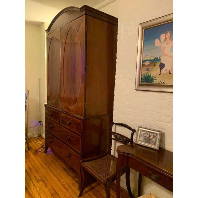 18th C English Hepplewhite Mahogany and Satinwood Inlaid Linen Press, Circa 1780 For Sale - Image 4 of 11